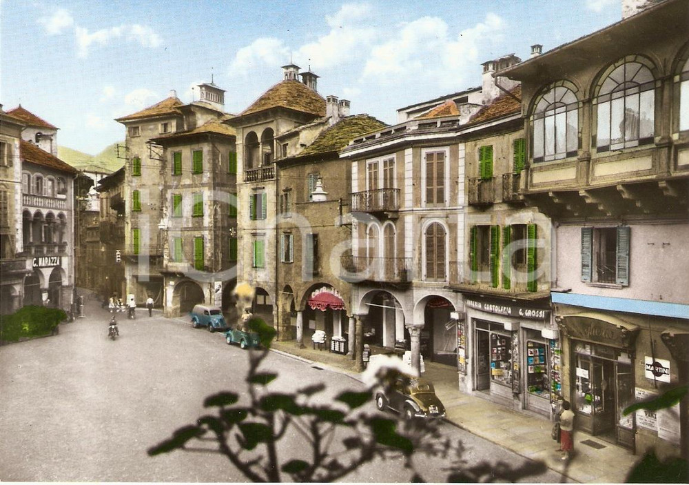 Cartolina originale da collezione 1950 ca DOMODOSSOLA VB Piazza Mercato Cartoleria G. GROSSI Animata FG NV 1