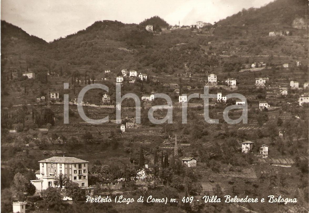 Cartolina originale da collezione 1951 PERLEDO (LC) Panorama Frazione BOLOGNA e Villa BELVEDERE *Cartolina FG NV 1