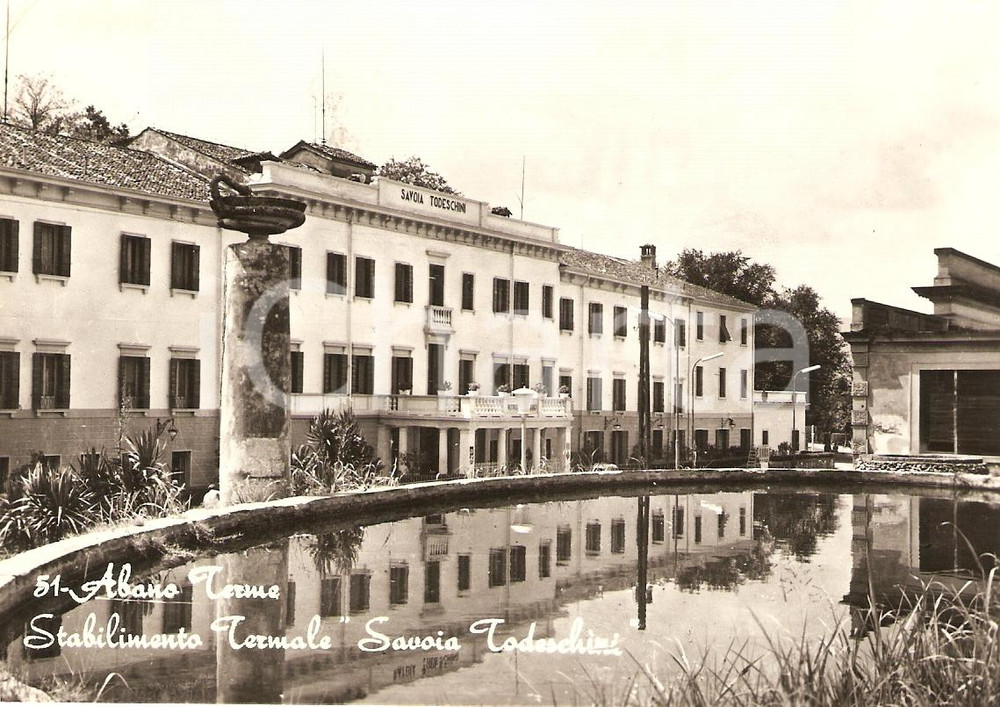 Cartolina originale da collezione 1960 ABANO TERME PD Stabilimento termale SAVOIA TODESCHINI Cartolina FG VG 1