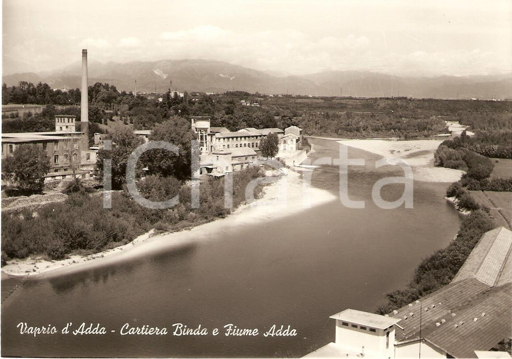 Cartolina originale da collezione 1963 VAPRIO D'ADDA (MI) Cartiera BINDA e Fiume ADDA Panoramica *Cartolina FG NV 1