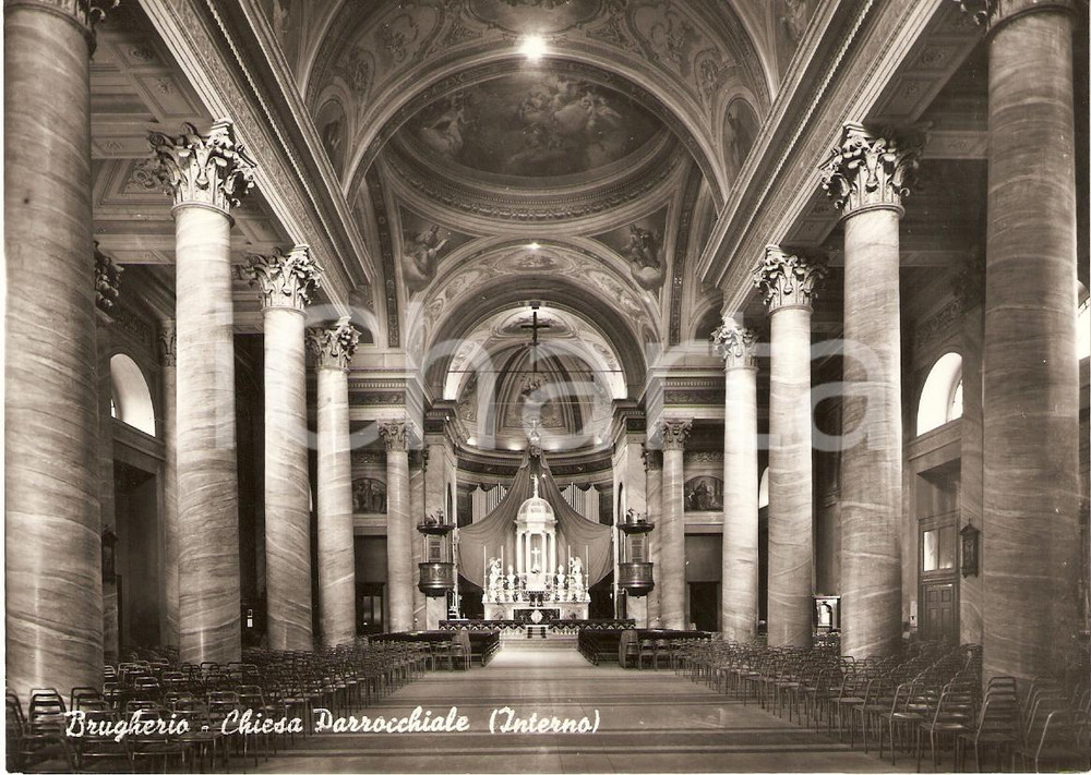 Cartolina originale da collezione 1960 ca BRUGHERIO MI Interno Chiesa di SAN CARLO Cartolina FG NV 1