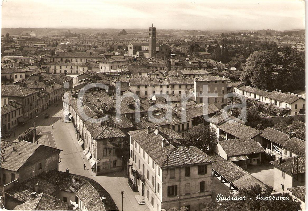Cartolina originale da collezione 1953 GIUSSANO (MI) Panorama con Chiesa SANTI FILIPPO E GIACOMO *Cartolina FG VG 1