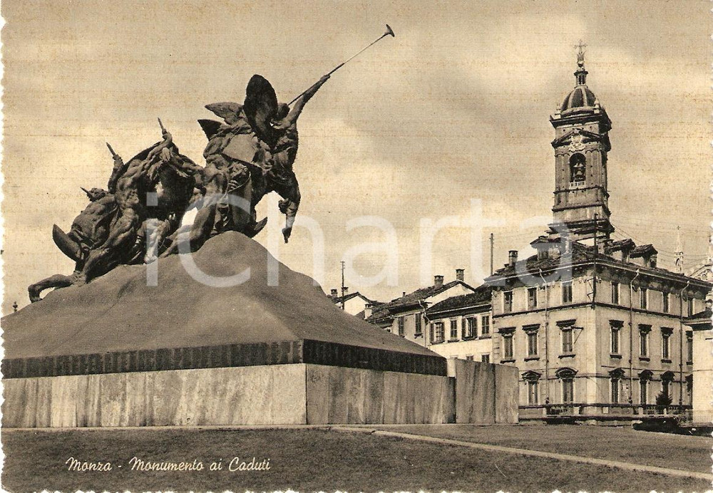 Cartolina originale da collezione 1955 ca MONZA Panorama con Monumento ai Caduti e DUOMO Cartolina FG NV 1