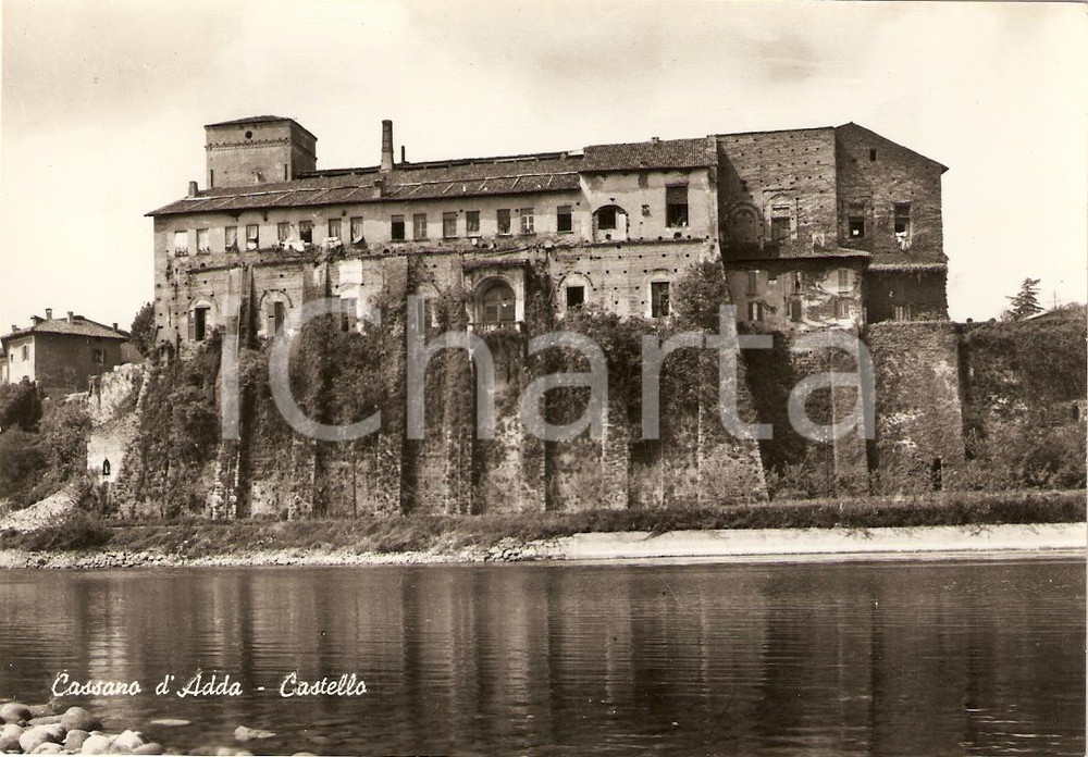 Cartolina originale da collezione 1968 CASSANO D'ADDA (MI) Scorcio panoramico del CASTELLO *Cartolina FG VG 1