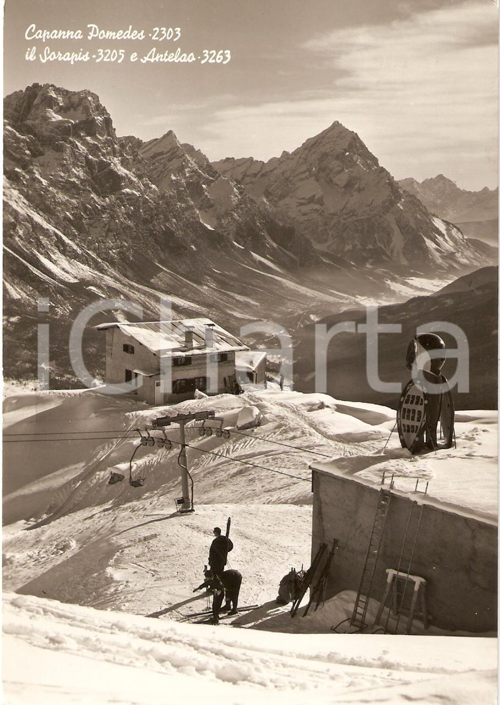 Cartolina originale da collezione 1959 CORTINA D'AMPEZZO (BL) Rifugio GHEDINA POMEDES Sorapis Antelao Cartolina FG 1