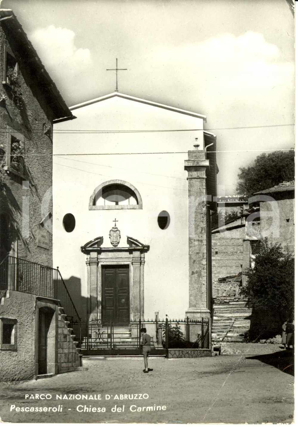 Cartolina originale da collezione 1960 ca PESCASSEROLI AQ Veduta della Chiesa del CARMINE Cartolina FG NV 1