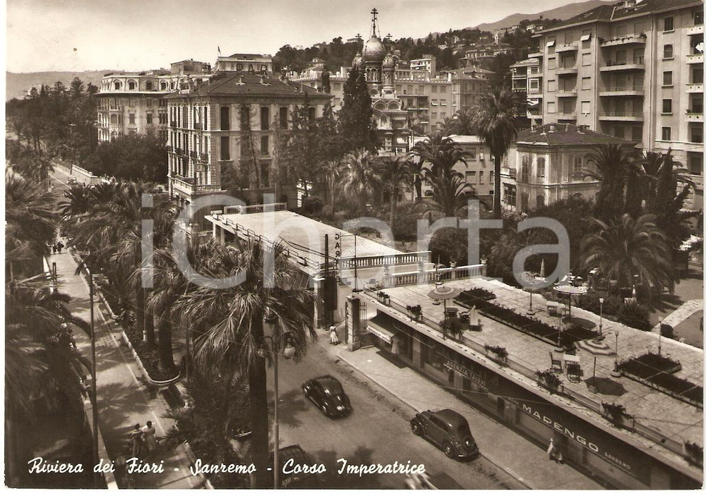 Cartolina originale da collezione 1959 SANREMO (IM) Riviera dei Fiori CORSO IMPERATRICE Cartolina animata FG VG 1