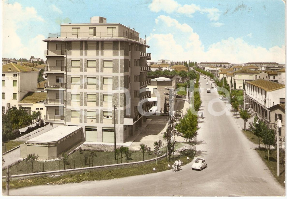 Cartolina originale da collezione 1960 circa CAPRI MO Panorama NUOVI QUARTIERI Cartolina Animata FG VG FIAT 500 1