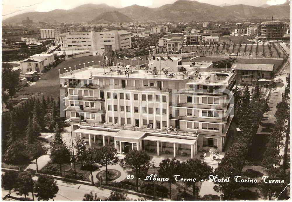 Cartolina originale da collezione 1963 ABANO TERME PD HOTEL TORINO TERME Cartolina animata FG VG 1