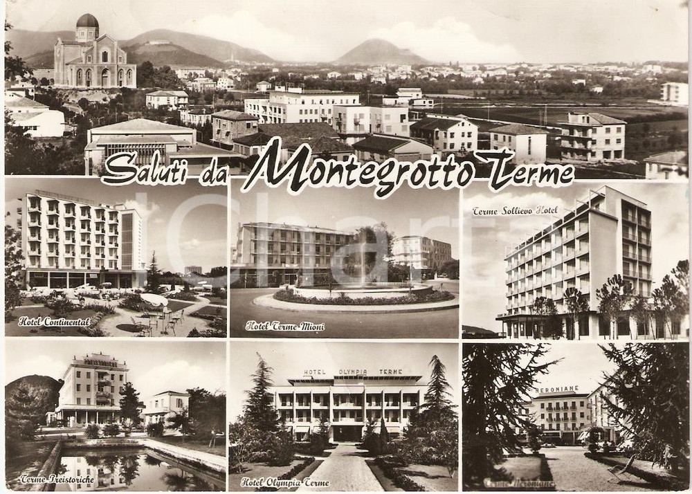 Cartolina originale da collezione 1969 MONTEGROTTO TERME (PD) Hotel VEDUTINE Cartolina FG VG 1