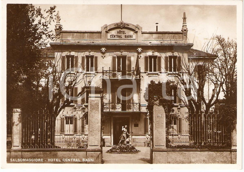 Cartolina originale da collezione 1939 SALSOMAGGIORE TERME (PR) HOTEL CENTRAL BAGNI Cartolina FG VG 1