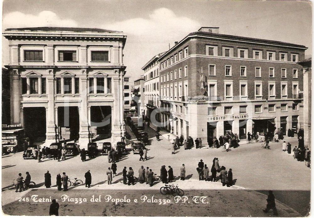 Cartolina originale da collezione 1958 TERNI Piazza del Popolo e palazzo delle Poste *Cartolina animata FG VG 1