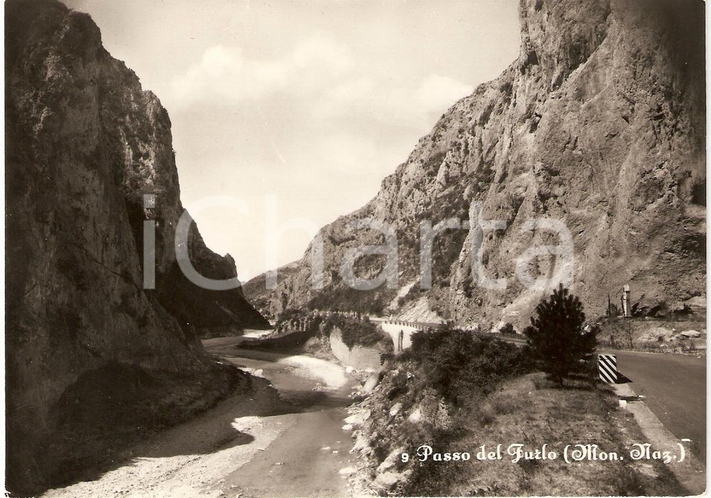 Cartolina originale da collezione 1956 PASSO DEL FURLO PU Scorcio panoramico Cartolina FG VG 1