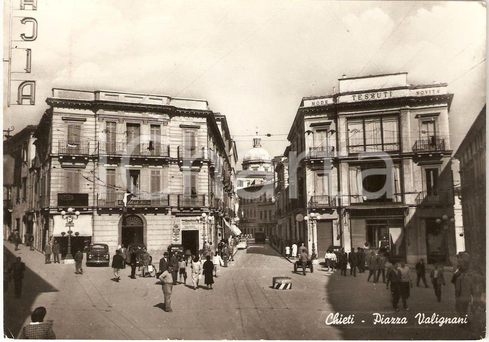 Cartolina originale da collezione 1958 CHIETI Piazza Valignani Acqua SANGEMINI Cartolina animata FG VG 1