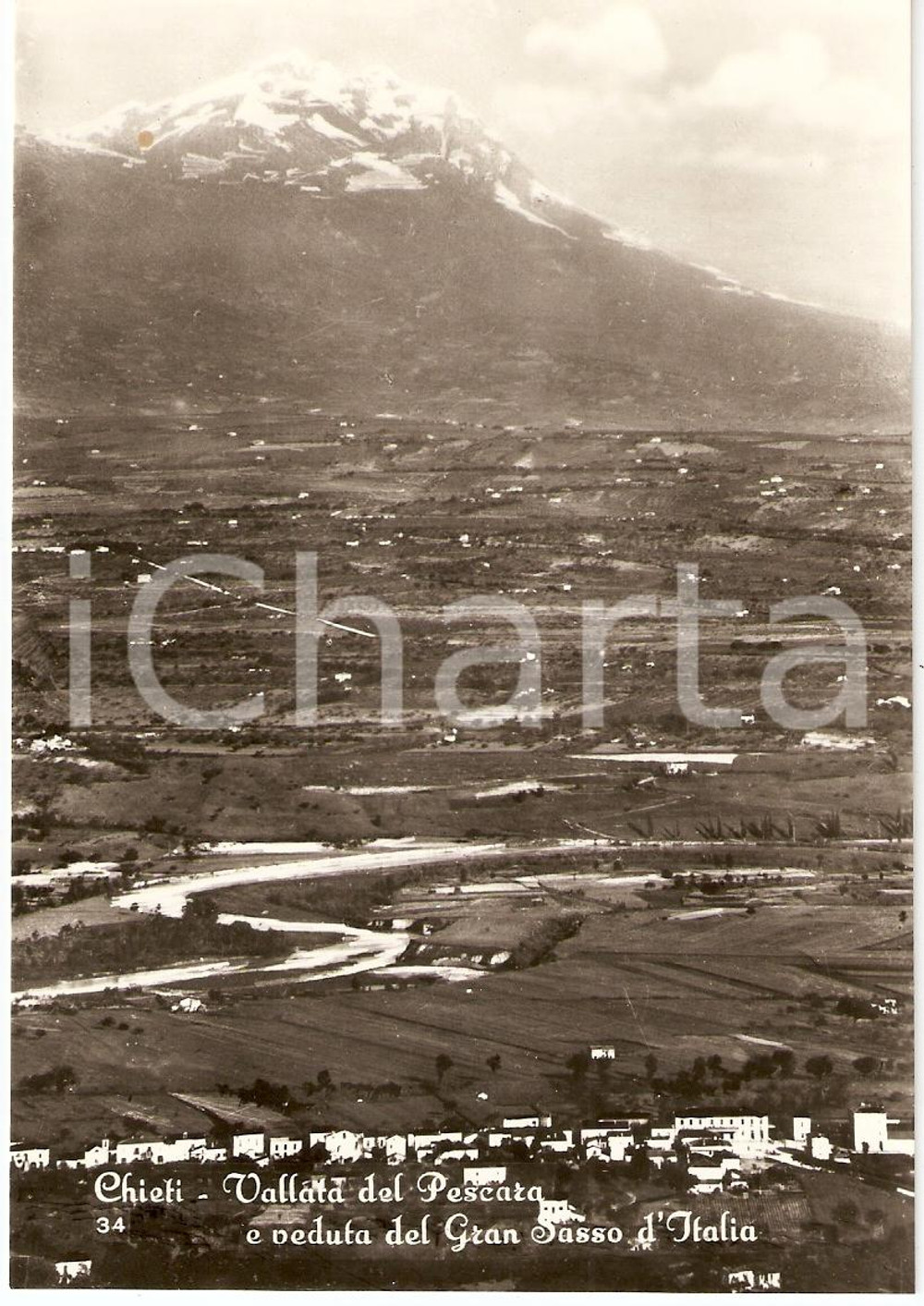Cartolina originale da collezione 1950 ca CHIETI Gran Sasso d'Italia VALLATA DEL PESCARA *Cartolina FG NV 1