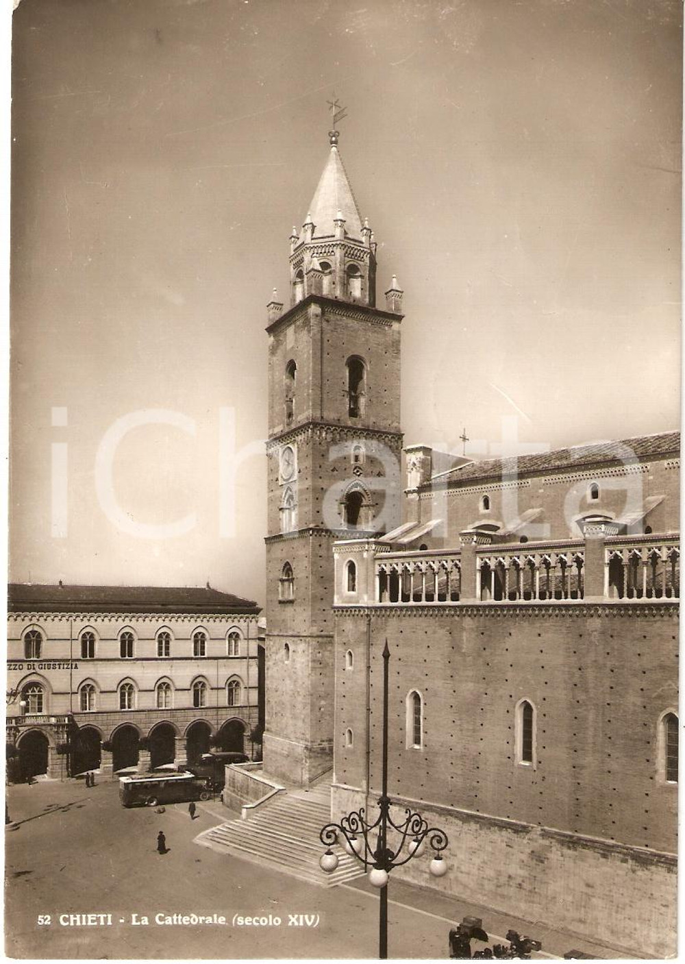 Cartolina originale da collezione 1951 CHIETI La cattedrale di SAN GIUSTINO *Cartolina animata FG VG 1