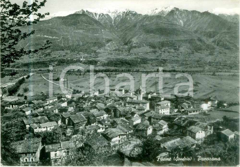 Cartolina originale da collezione 1954 FUSINE SO Panorama del paese Cartolina postale FG VG 1