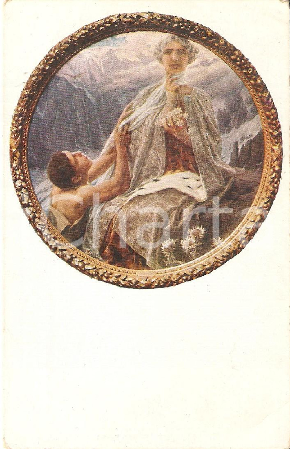 Cartolina originale da collezione 1917 ARTE La Vetta Dipinto di Cesare SACCAGGIA Cartolina FP NV 1