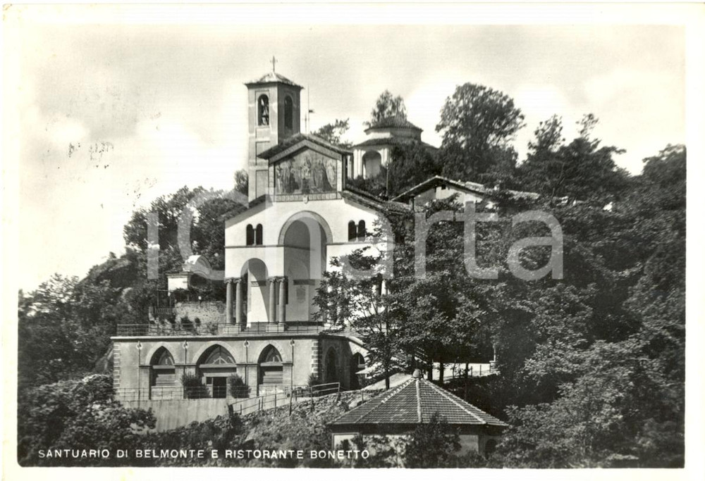 Cartolina originale da collezione 1959 VALPERGA TO Santuario di Belmonte e ristorante Bonetto Cartolina FG VG 1