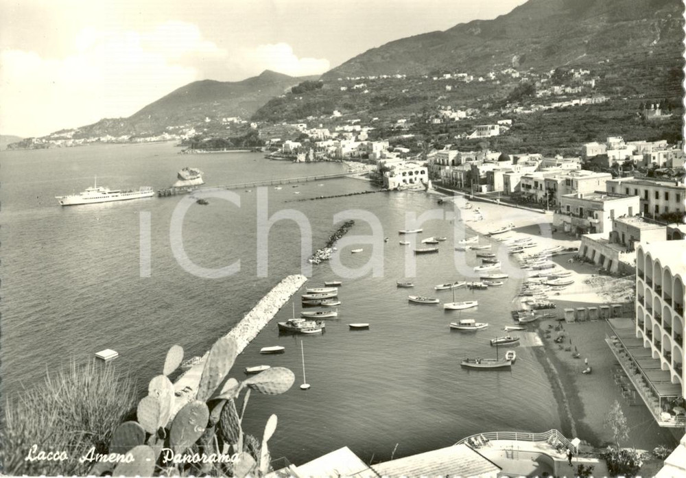 Cartolina originale da collezione 1961 LACCO AMENO NA Panorama generale della spiaggia Cartolina ANIMATA FG VG 1