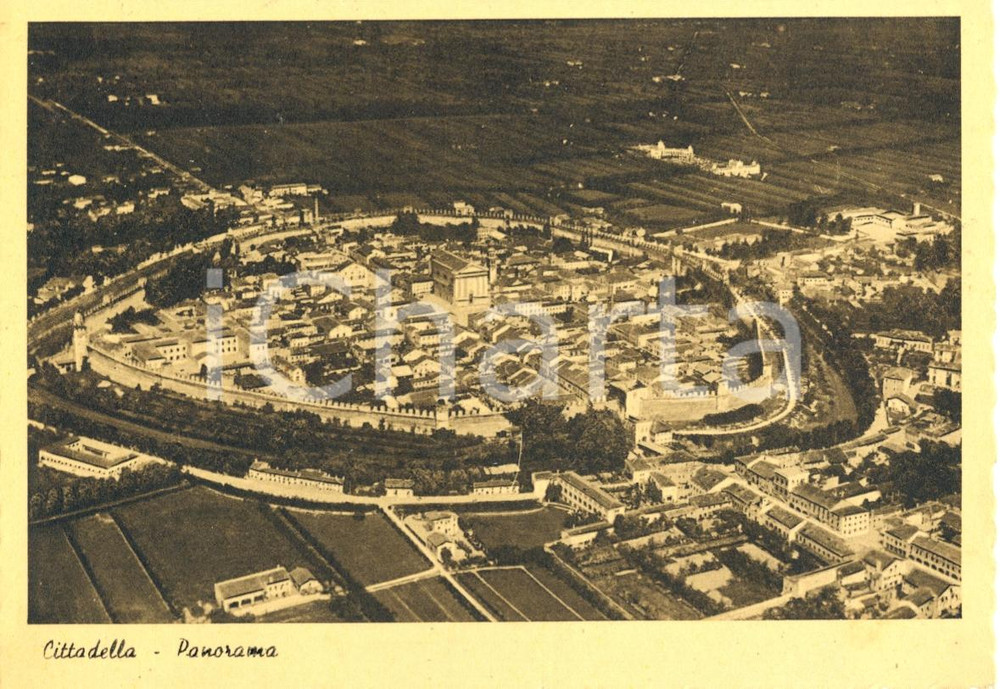 Cartolina originale da collezione 1940 ca CITTADELLA PD Veduta aerea generale Cartolina postale FG NV 1