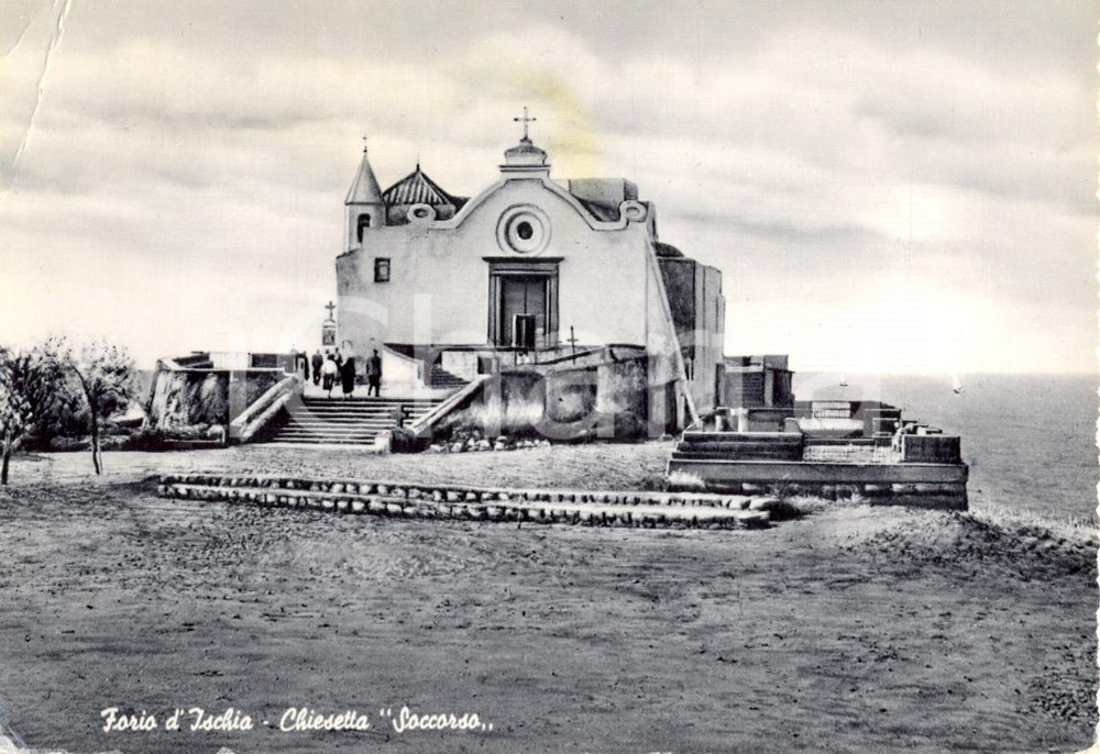 Cartolina originale da collezione 1960 FORIO D'ISCHIA (NA) Chiesetta SOCCORSO *Cartolina animata  FG VG 1