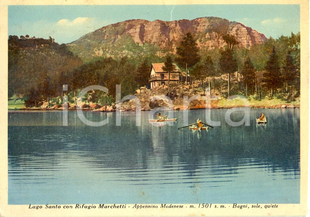 Cartolina originale da collezione 1952 FIUMALBO (MO) Lago Santo con rifugio Marchetti *Cartolina animata FG VG 1