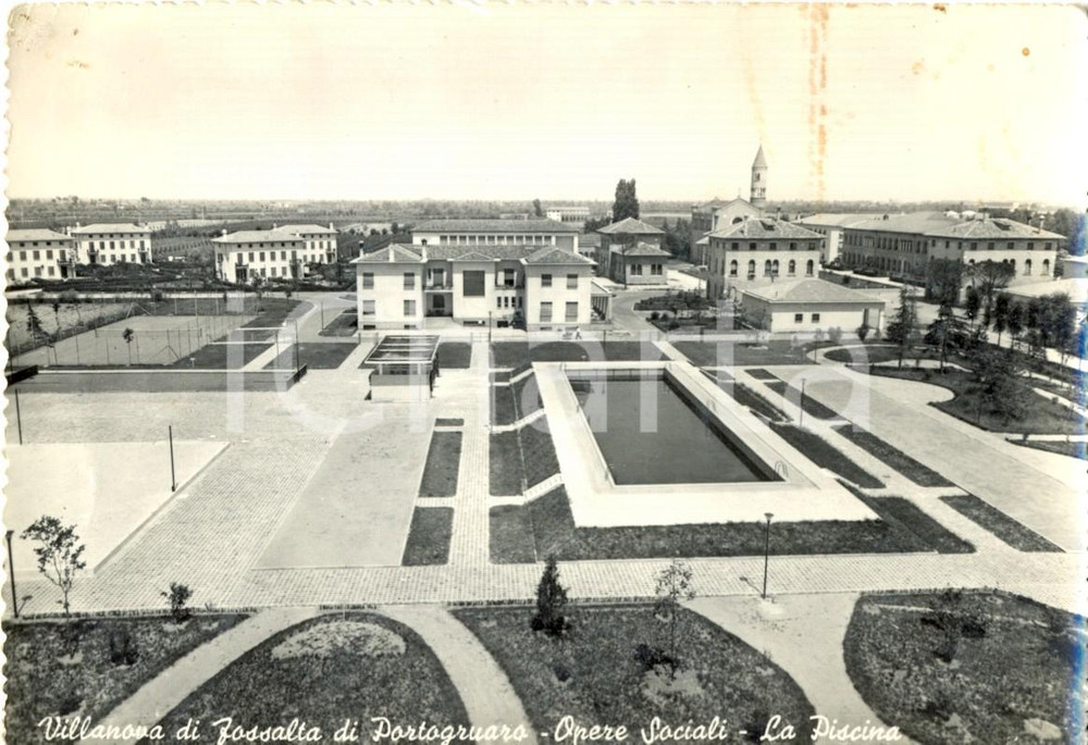 Cartolina originale da collezione 1950 ca VILLANOVA DI FOSSALTA DI PORTOGRUARO VE Opere sociali  LA PISCINA 1