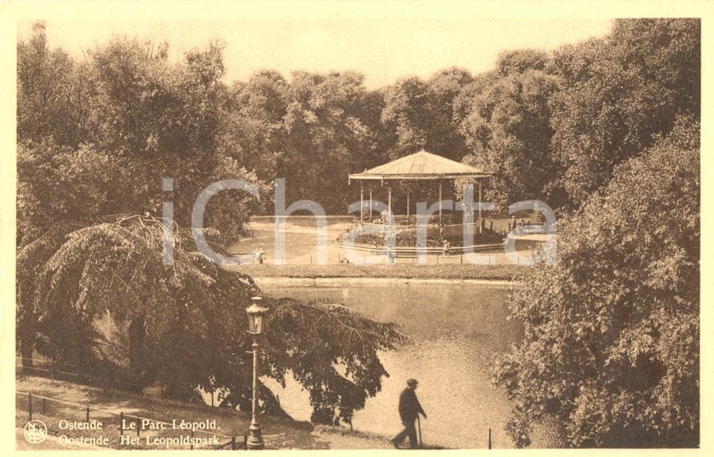 Cartolina originale da collezione 1938 OSTENDE (B) Le Parc LÃ©opold *Cartolina animata FP NV 1