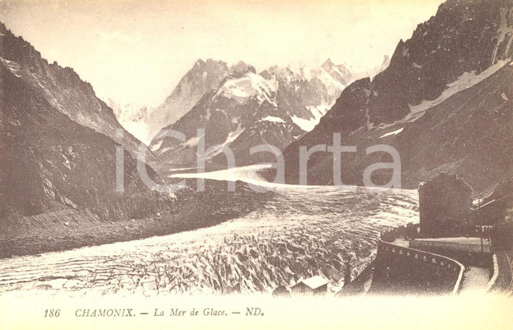 Cartolina originale da collezione 1915 ca CHAMONIXMONTBLANC F La mer de Glace Cartolina postale FP NV 1