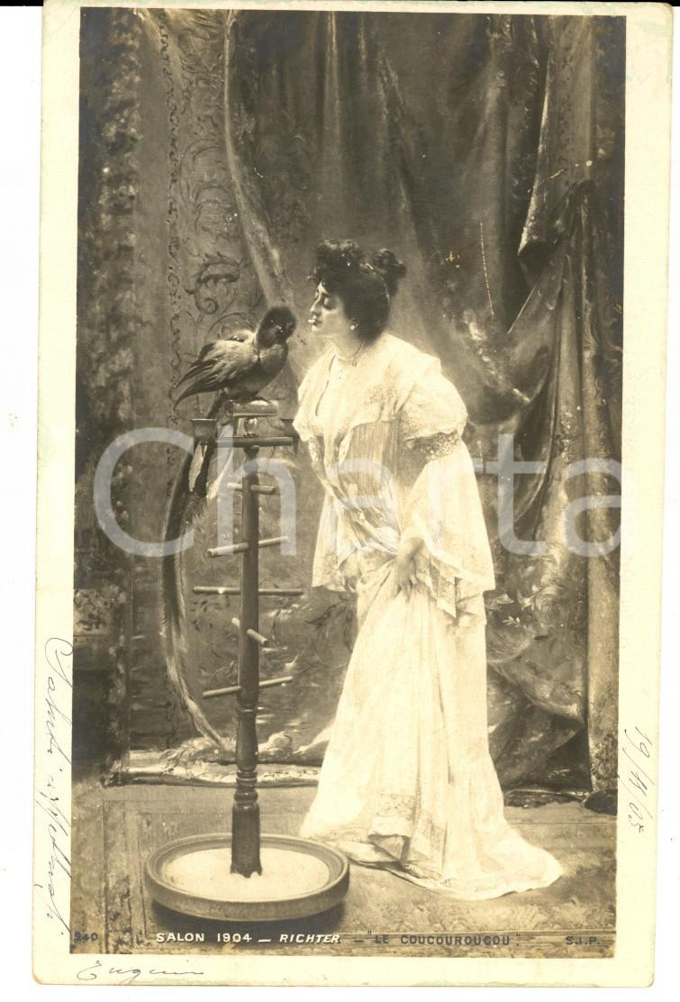 Cartolina originale da collezione 1905 ARTE SALON 1904 RICHTER Le Coucouroucou Cartolina FP VG 1
