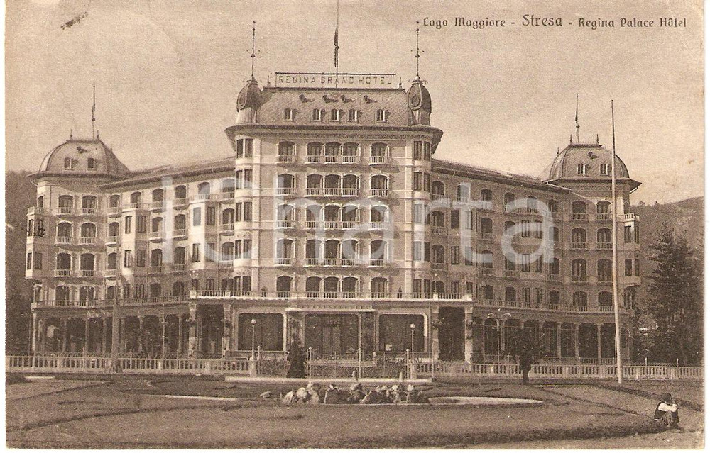 Cartolina originale da collezione 1928 Lago Maggiore VERBANIA Stresa REGINA PALACE HOTEL *Cartolina FP VG 1
