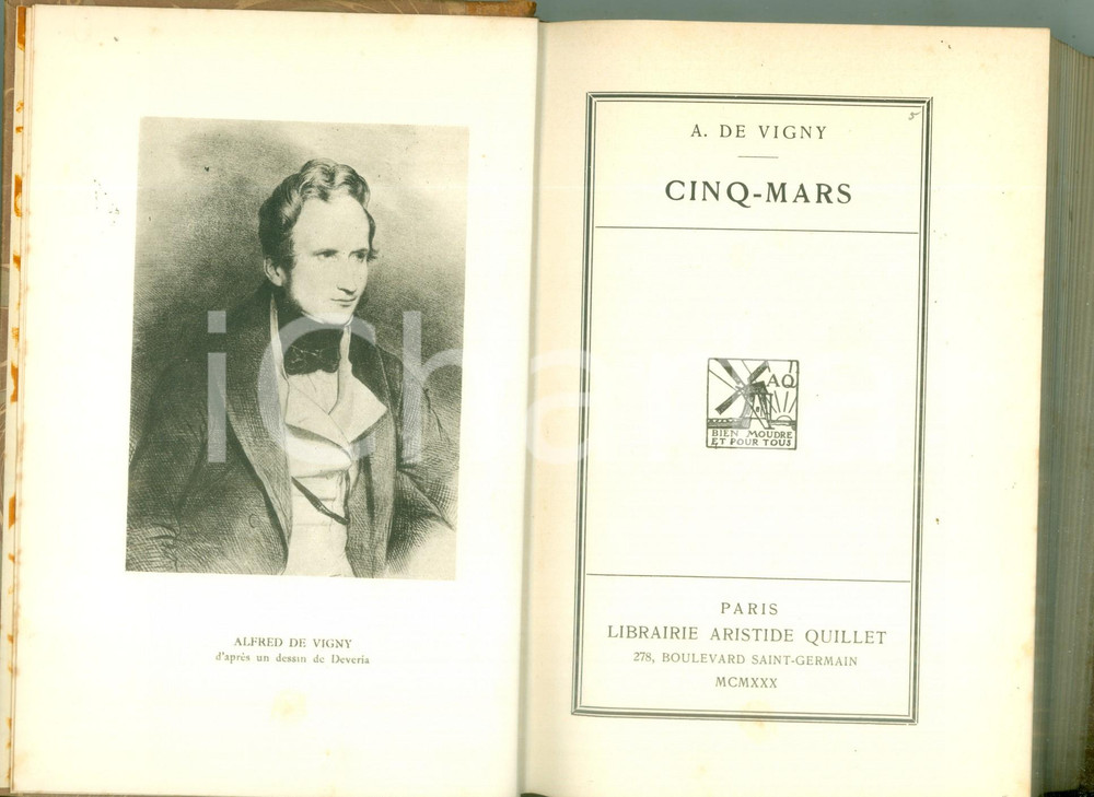 Libro, pubblicazione d epoca 1930 Alfred DE VIGNY CinqMars Classiques Librairie Aristide QUILLET 1