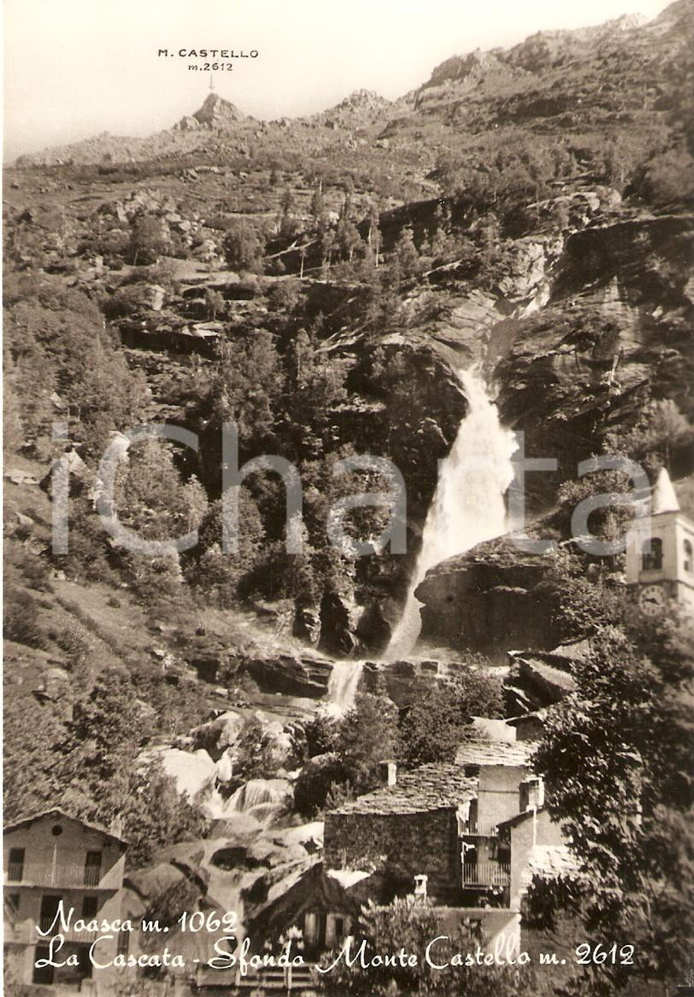 Cartolina originale da collezione 1955 ca NOASCA TO Cascata con Monte Castello Cartolina FG NV 1