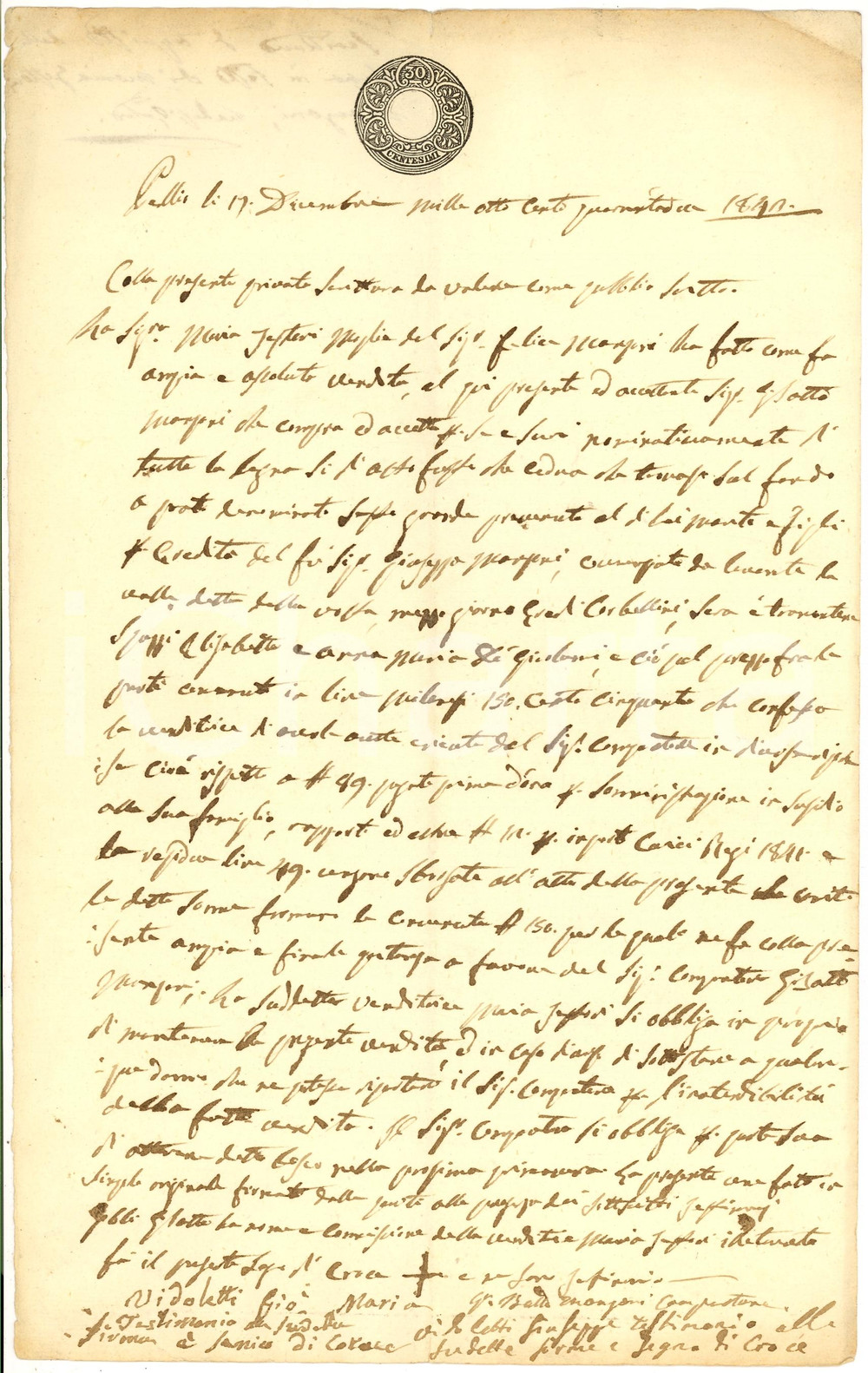 Documento originale, autentico 1843 PELLIO INTELVI Vendita legna cedua Maria TESTORI 1