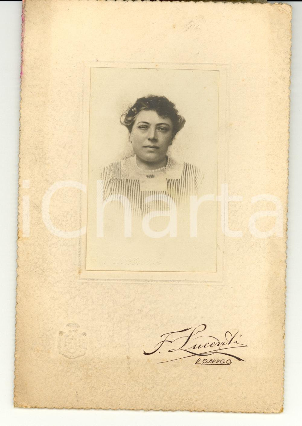 Fotografia d'epoca originale 1880 LONIGO (VI) Ritratto di signora Foto F. LUCENTI 1