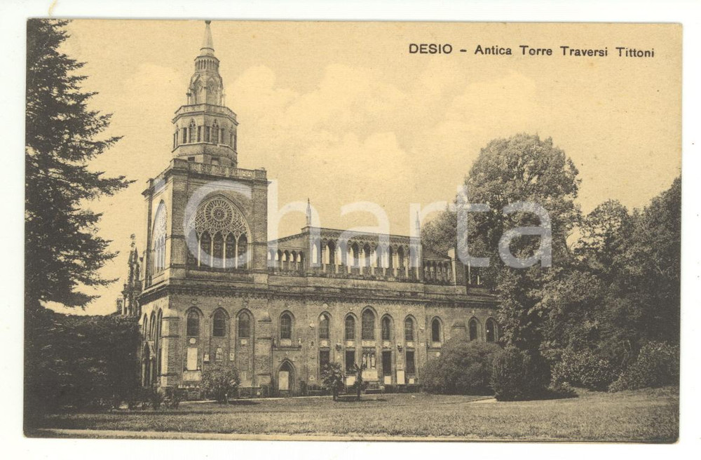 Cartolina originale da collezione Desio anni '30, Antica Torre Traversi Tittoni 1