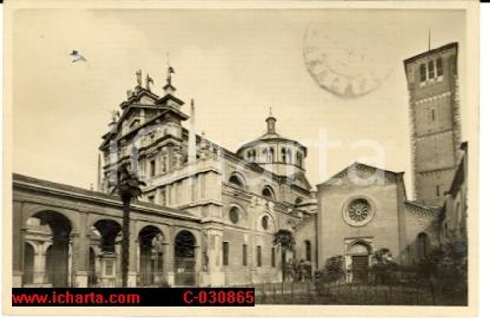 Cartolina originale da collezione 1944 Milano vecchia - Basilica S. Maria e S. Celso 1
