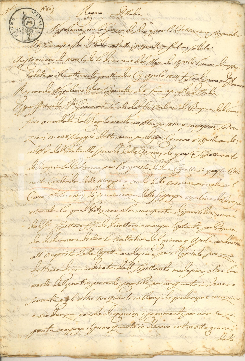 Documento originale, autentico 1814 BRESCIA Giacomo TRENTI acquista due casette in Contrada delle Maggie 1