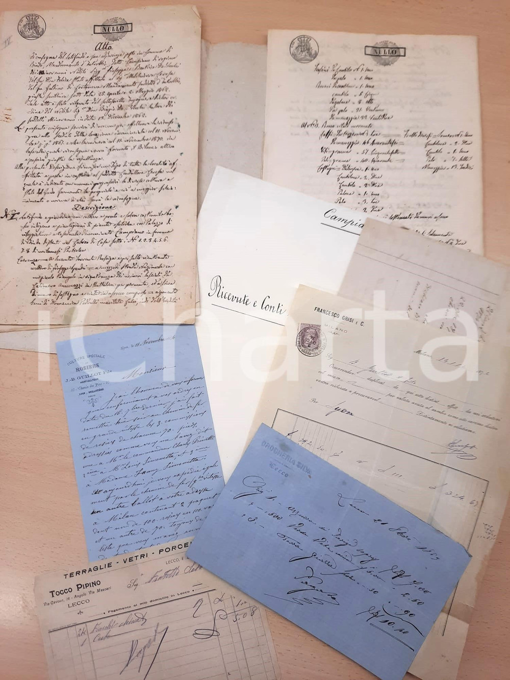 Documento originale, autentico 1862 CORTENOVA / CAMPIANO LC Consegna latifondo dei minorenni nobili DE VECCHI 1