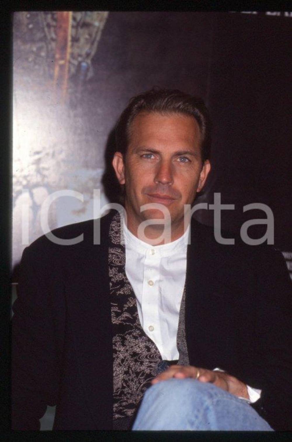 Fotografia d epoca originale Kevin COSTNER  ITALIA 1991 Presentazione Robin Hood 35 mm vintage slide 11 1