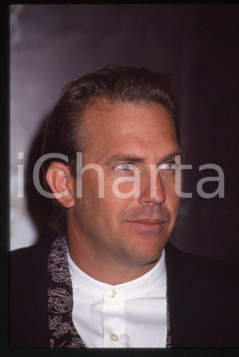 Fotografia d epoca originale Kevin COSTNER  ITALIA 1991 Presentazione Robin Hood 35 mm vintage slide 30 1