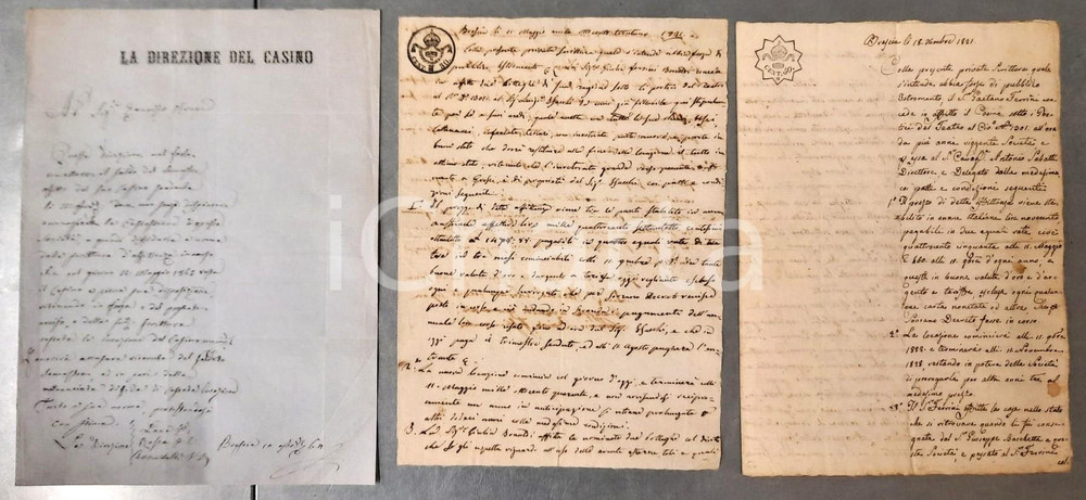 Documento originale, autentico 18211864 BRESCIA Casino  Contratti per affitto dei locali  Documenti RARI 1