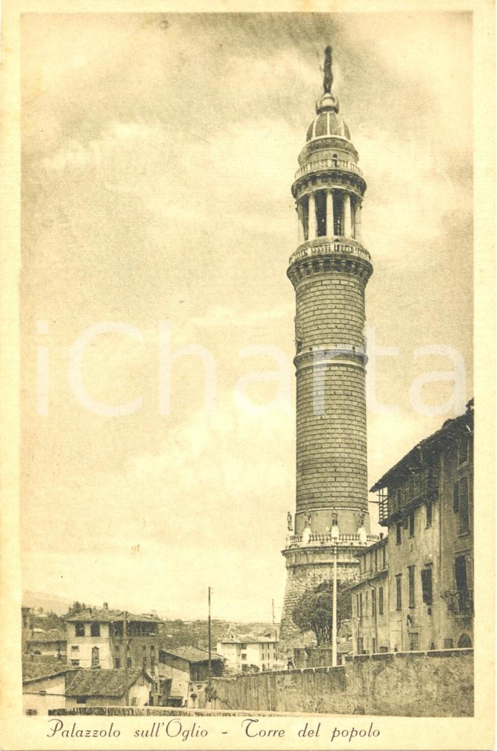 Cartolina originale da collezione 1930 ca PALAZZOLO SULL OGLIO BS La Torre del Popolo Cartolina FP NV 1