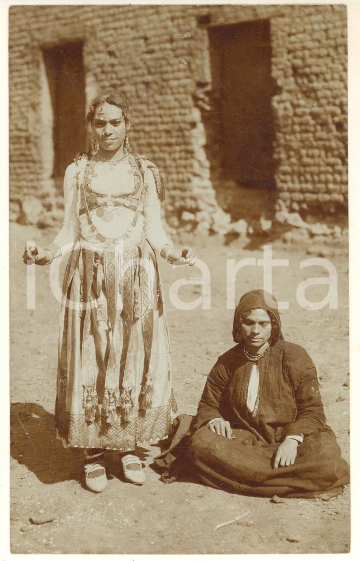 Fotografia d epoca originale 1900 ca COSTUMI EGITTO Giovani danzatrici arabe Fotografia RARA 9x14 cm 1
