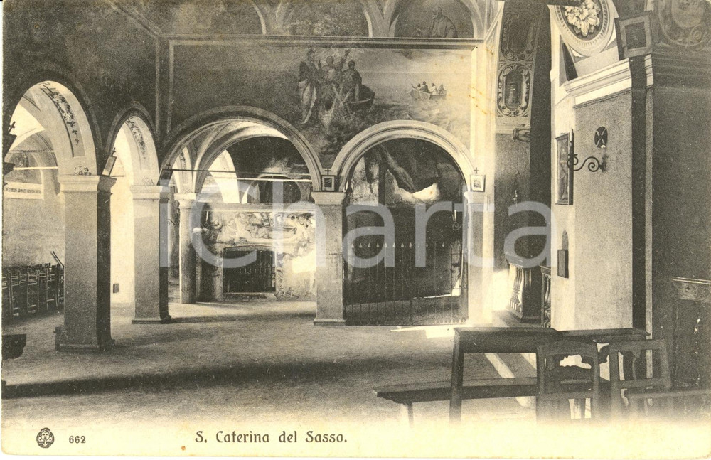 Cartolina originale da collezione 1930 ca LEGGIUNO (VA) Interno Eremo SANTA CATERINA DEL SASSO *Cartolina FP NV 1