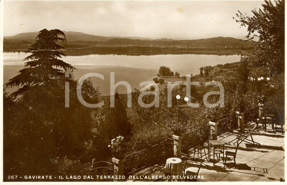 Cartolina originale da collezione 1938 GAVIRATE VA Terrazzo Albergo BELVEDERE Cartolina postale 1