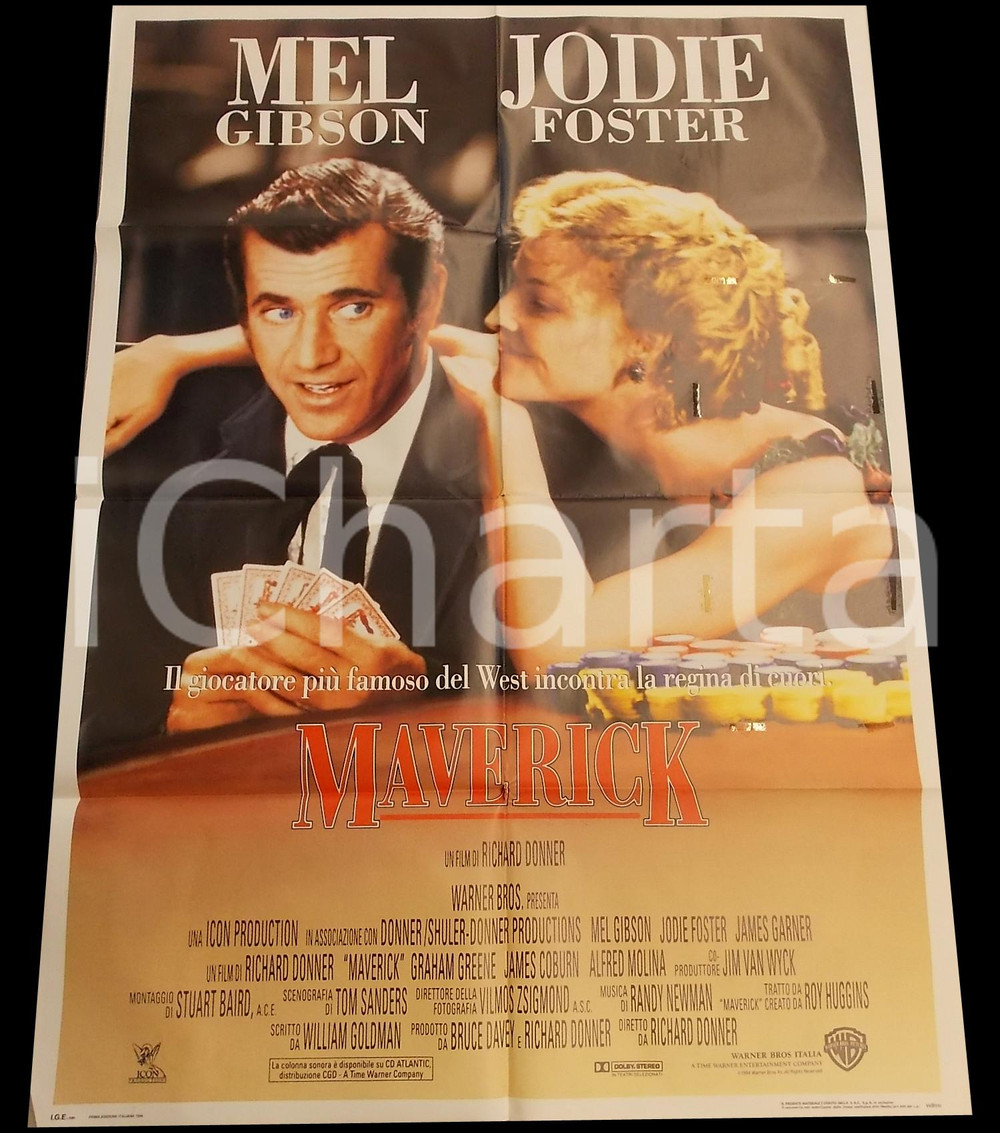 Materiale cinematografico d’epoca 1994 MAVERICK Mel GIBSON Jodie FOSTER Film WESTERN Manifesto 100x140 2 1