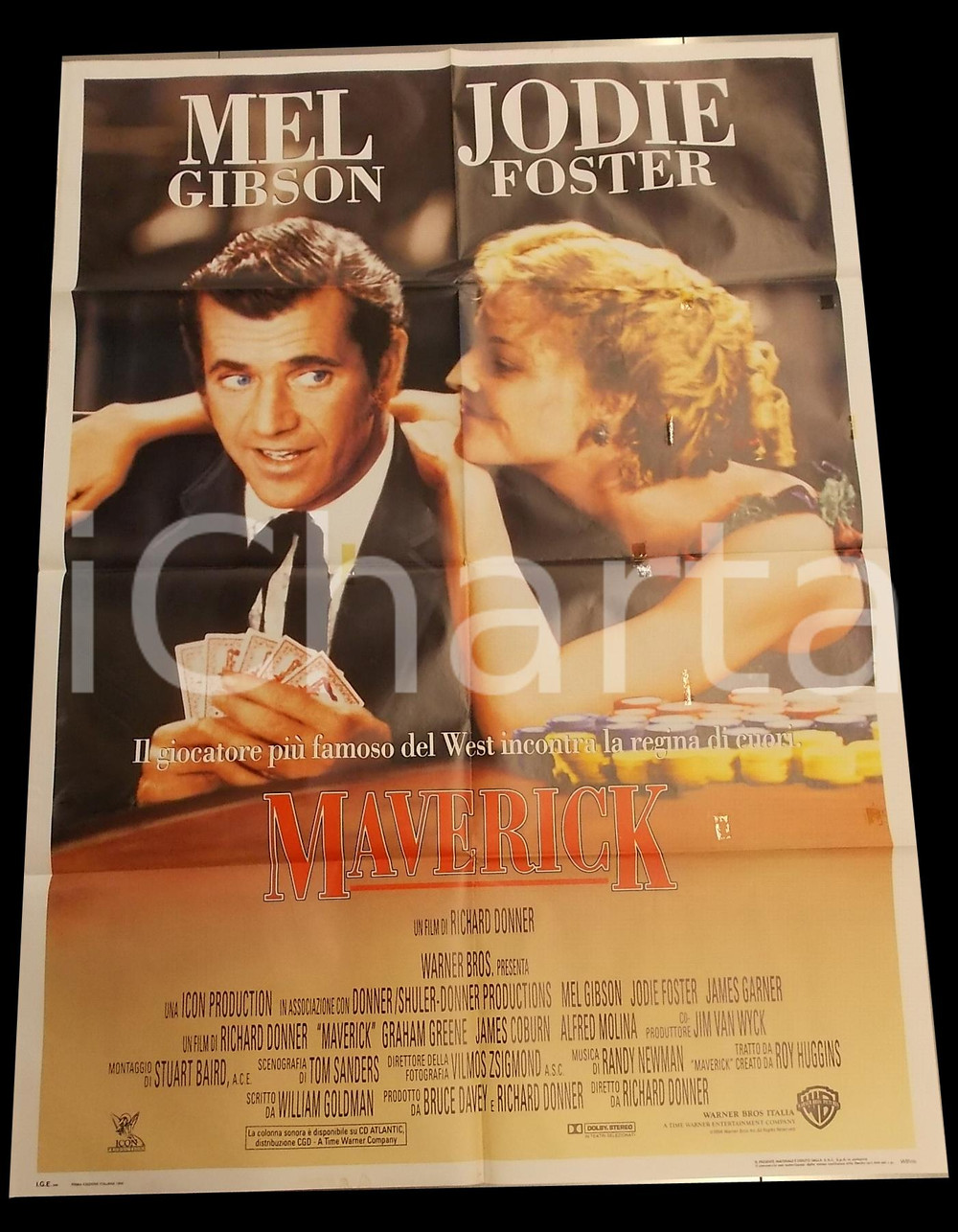 Materiale cinematografico d’epoca 1994 MAVERICK Mel GIBSON Jodie FOSTER Film WESTERN Manifesto 100x140 3 1