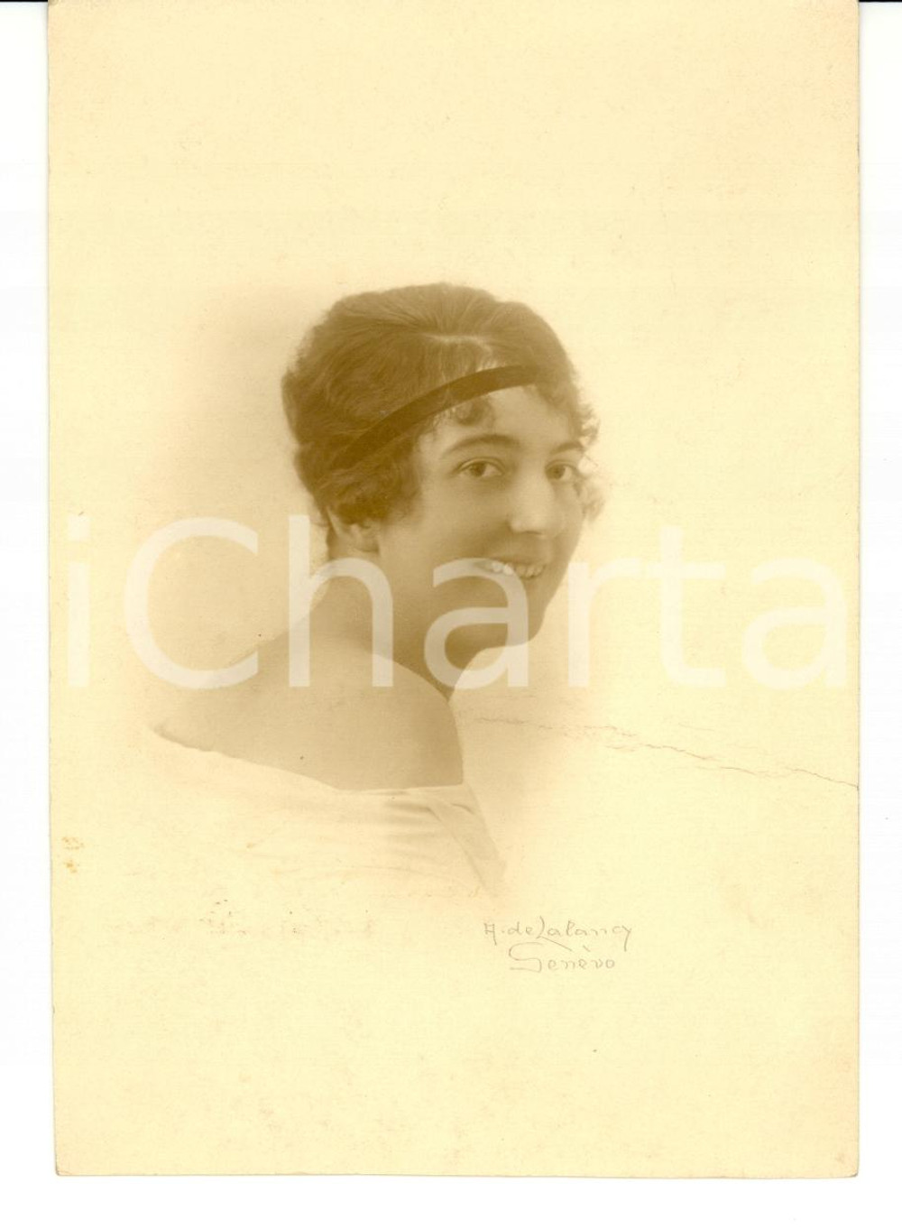 Fotografia d'epoca originale 1920 GENEVE (CH) Portrait Marie France BEAUFILS Photo A. DE LALANCY 1